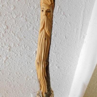 Nice Hand Crafted Besom with Wood Spirit Handle Carving