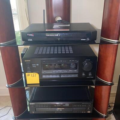 #187 TOP NOTCH Tall Wood & Glass Entertainment Stand 