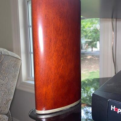 #187 TOP NOTCH Tall Wood & Glass Entertainment Stand 