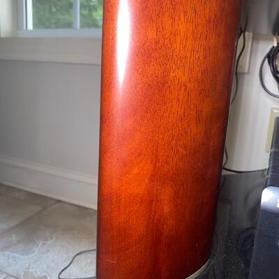 #187 TOP NOTCH Tall Wood & Glass Entertainment Stand 