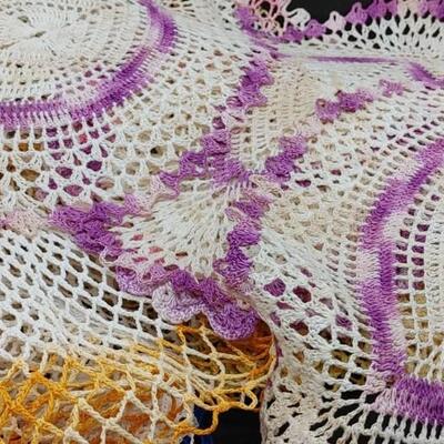 #192 (46)Vintage Hand Made Colorful Doilies