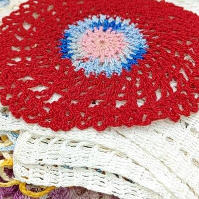 #192 (46)Vintage Hand Made Colorful Doilies