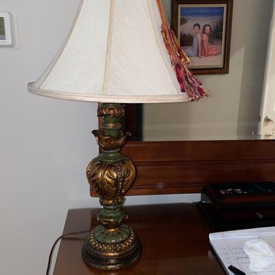 Lot 133  Green and Gold Lamp