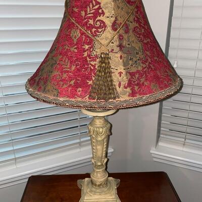 Lot 136  Gold Lamp with Red Shade