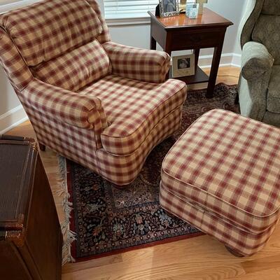 Lot 139  Plaid Club Chair with Ottoman
