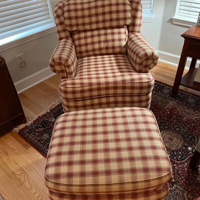 Lot 139  Plaid Club Chair with Ottoman