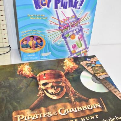 6 Games & 1 Book about Game Rules: Pirates, Geo Safari, Ker Plunk, Sorry, etc