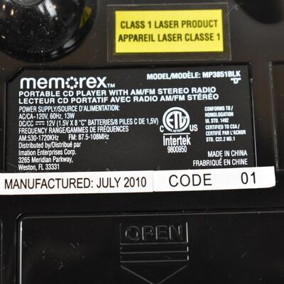 Memorex CD player with AM FM Radio. Black