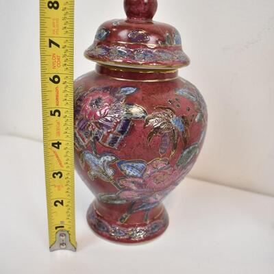 9 pc Asian Decor: Statue, Tea Cups w/ saucers, Stone Vase, etc