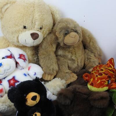 Lot of Stuffies: Bears, Ladybug Pillows, etc