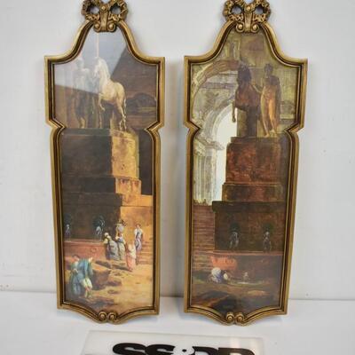 2 Framed Art Prints in Matching Frames (Italian? Greek?) Vintage