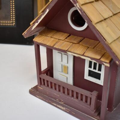 5pc Decor: Tiny House, Bird Wall Decor, Clock, etc