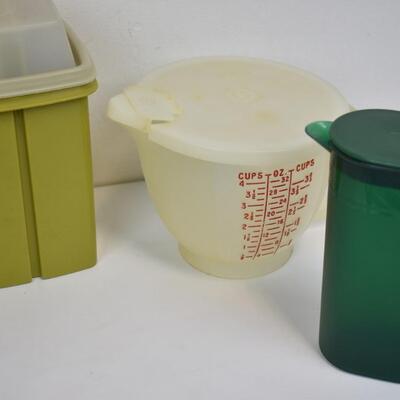 5pc Tupperware Brand Plasticware: Measuring Cup, Pitcher, Olive Keeper, etc