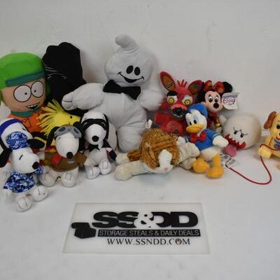Various Toys & Stuffies: Disney, FNAF, StarWars, Peanuts, South Park, etc