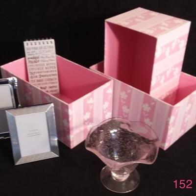 Lot 152  Pink Storage, Pink Glass Bowl, Silver Frames