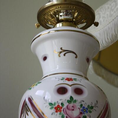 BOHEMIAN OVERLAY CZECH MOSER GLASS LAMP #47 HURRICANE SHADE LOCAL PICKUP ONLY 
