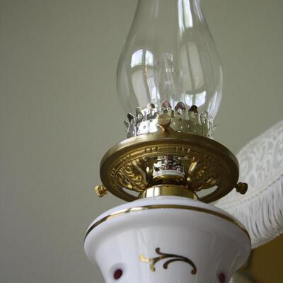 BOHEMIAN OVERLAY CZECH MOSER GLASS LAMP #47 HURRICANE SHADE LOCAL PICKUP ONLY 
