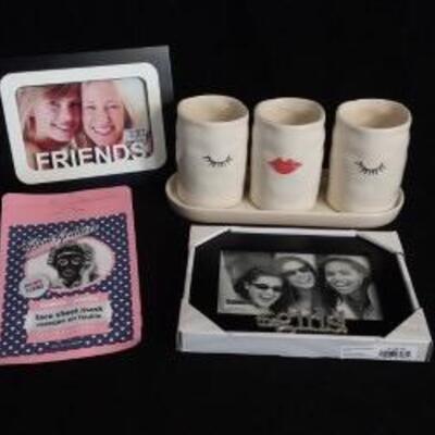 Lot 156  Vanity Tray, 2 Frames, 2 Face Masks