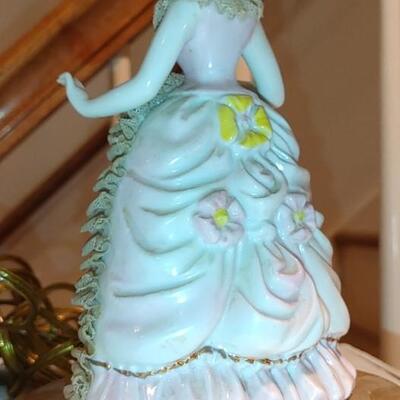 #197 Pair Of Dresden Lace Figurine Lamps