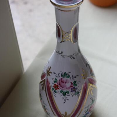 BOHEMIAN OVERLAY CZECH MOSER CUT TO CRANBERRY DECANTER #15 LOCAL PICKUP ONLY
