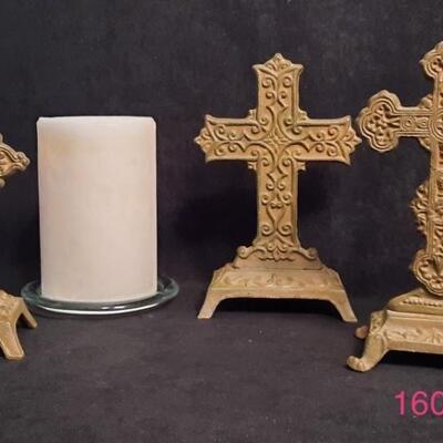 Lot 160  Iron Crosses and Candle