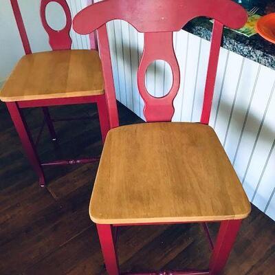 Three Large Red Bar Chairs. Local pick up only in Auburn, CA.