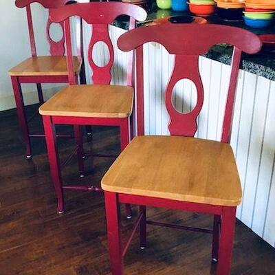 Three Large Red Bar Chairs. Local pick up only in Auburn, CA.