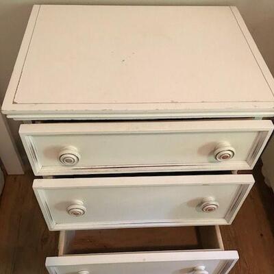Distressed White Three Drawer Dresser. Local pick up only in Auburn, CA.