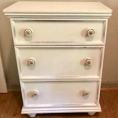 Distressed White Three Drawer Dresser. Local pick up only in Auburn, CA.