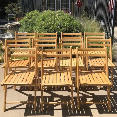 Eleven Folding Wooden Chairs. Local pick up only in Auburn, CA.