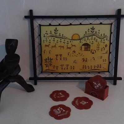 Lot 177   Screen Art, Coaster Set, Wood Art
