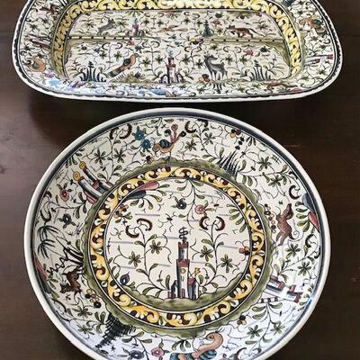 Large Bowl & Tray Hand Painted In Portugal. Local pick up only in Auburn, CA.