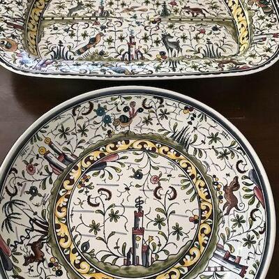 Large Bowl & Tray Hand Painted In Portugal. Local pick up only in Auburn, CA.