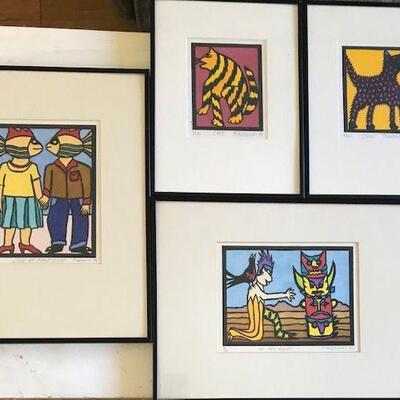 Philip Kuznicki Four Signed & Framed Lithographs. Local pick up only in Auburn, CA.
