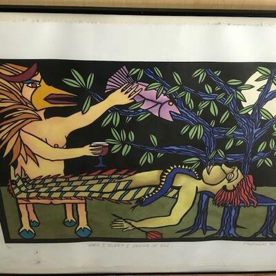 Philip Kuznicki Signed & Framed Lithograph. Local pick up only in Auburn, CA.