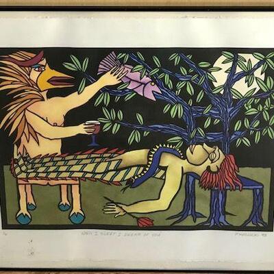 Philip Kuznicki Signed & Framed Lithograph. Local pick up only in Auburn, CA.
