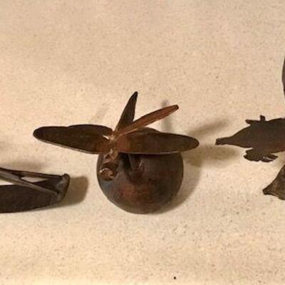 Three Small Metal Sculptures. Local pick up only in Auburn, CA.