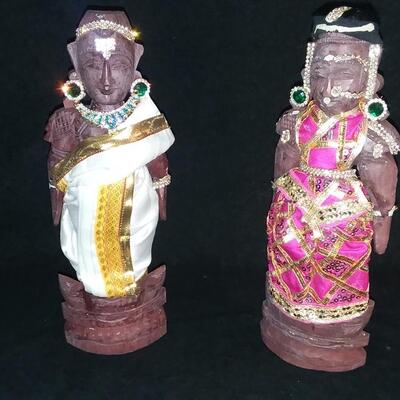 Lot 198  2 Wooden Carved Primitive Goddesses