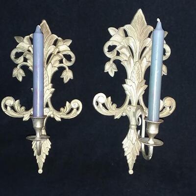 Lot 200  Gold Wall Sconces for Taper Candles