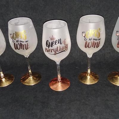 Lot 210  New! 5 Wine Glasses