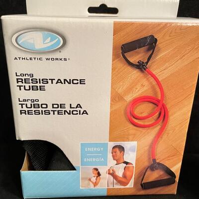 Lot 216  Resistance Tubes, Stretch Bands, Bike Bell, Pedometer and Tumbler