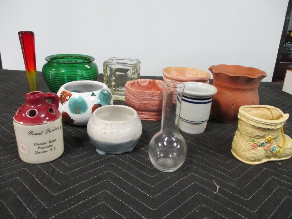 Lot 20 Pottery & Glass Vases