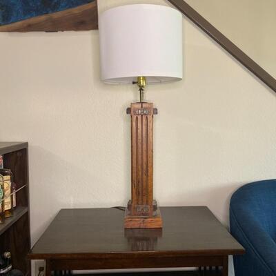 Mission Style Mid Century Modern Lamp - Working Condition - AS IS 
