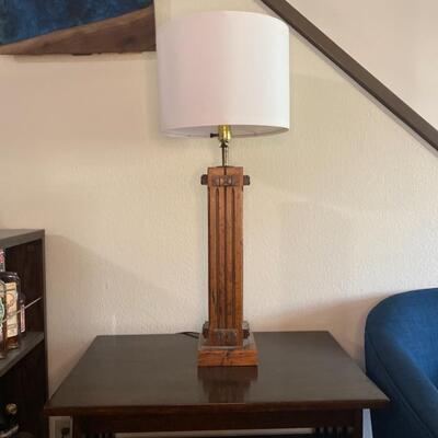 Mission Style Mid Century Modern Lamp - Working Condition - AS IS 