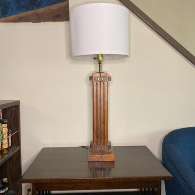 Mission Style Mid Century Modern Lamp - Working Condition - AS IS 