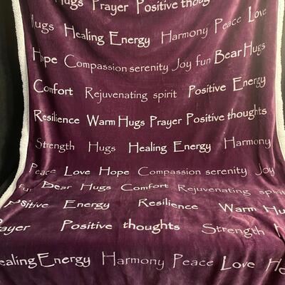 Lot 238  Purple Fleece Blanket with Inspirational Words