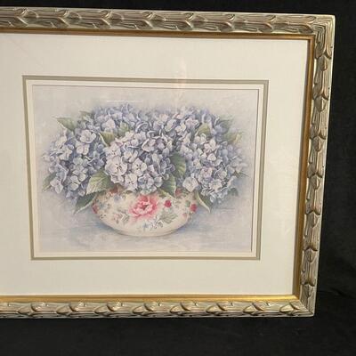 Lot 243  Hydrangea Wall Print in Gold Frame