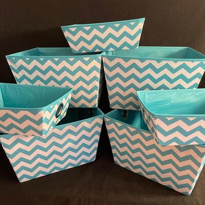 Lot 246 Turquoise and White Storage Bins