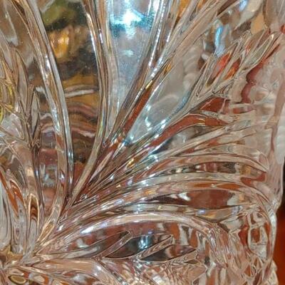 #201 LEAD CRYSTAL ROMANIAN CRYSTAL PEDESTAL WATER PITCHER ETCHED ROSES