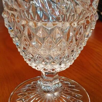 #201 LEAD CRYSTAL ROMANIAN CRYSTAL PEDESTAL WATER PITCHER ETCHED ROSES